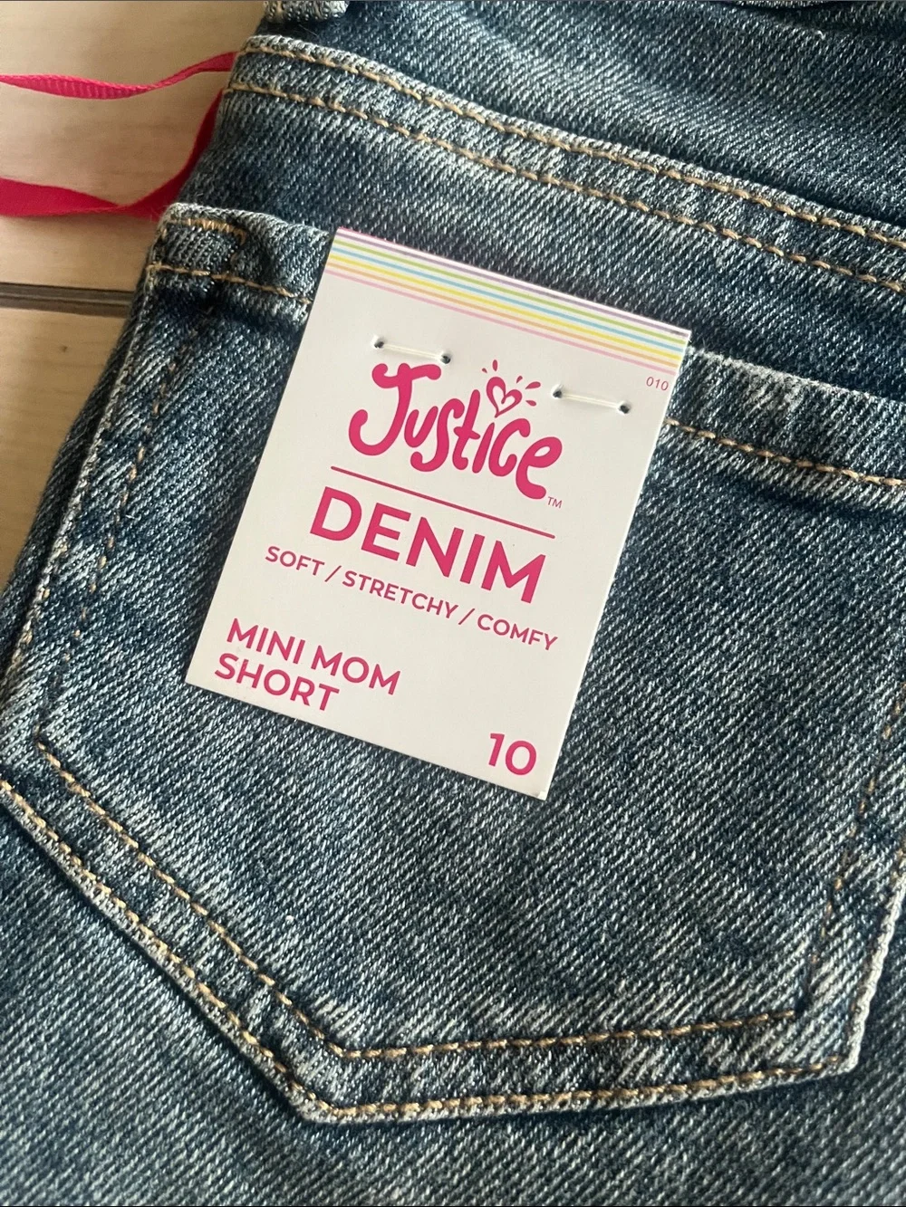 Justice Mini Mom Short Distressed Dark Blue Denim Jean Shorts